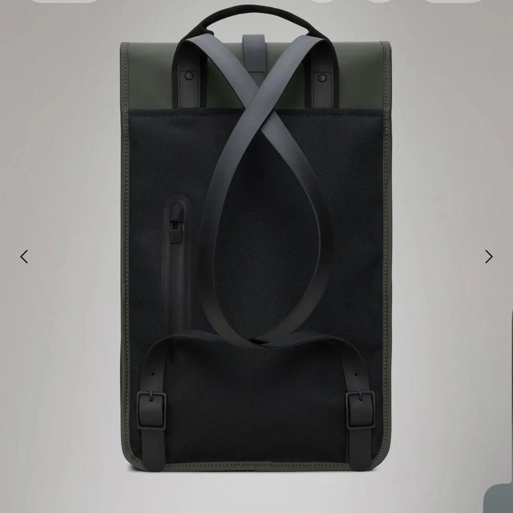 NWT Rains Unisex Olive‎ Green Full Size Waterproof Backpack Minimalist Laptop